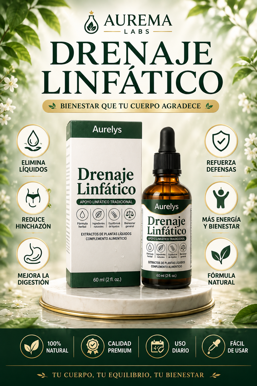 🌿 Gotas Aurelys Drenaje Linfático Premium | Deshincha y Desintoxica tu Cuerpo
