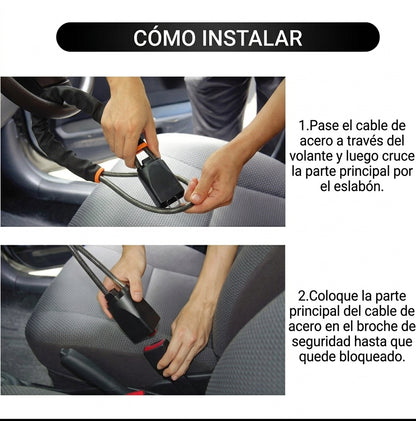AutoShield Flex – Cepo Antirrobo Blindado para Volante y Cinturón