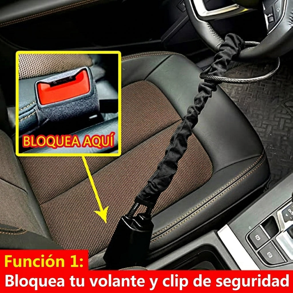 AutoShield Flex – Cepo Antirrobo Blindado para Volante y Cinturón