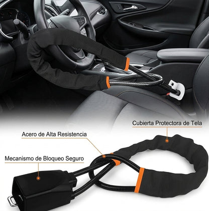 AutoShield Flex – Cepo Antirrobo Blindado para Volante y Cinturón